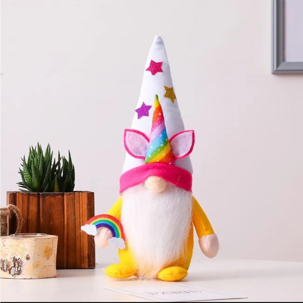 Faceless Boy Rainbow Unicorn Gnome Plush